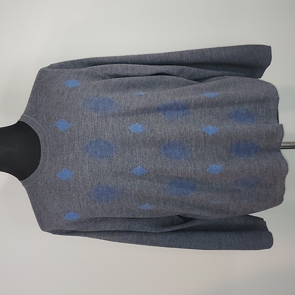 Guy Risoldi Gray Blue Diamond Long Sleeve Crew Neck Merino Wool Sweater Size XXL